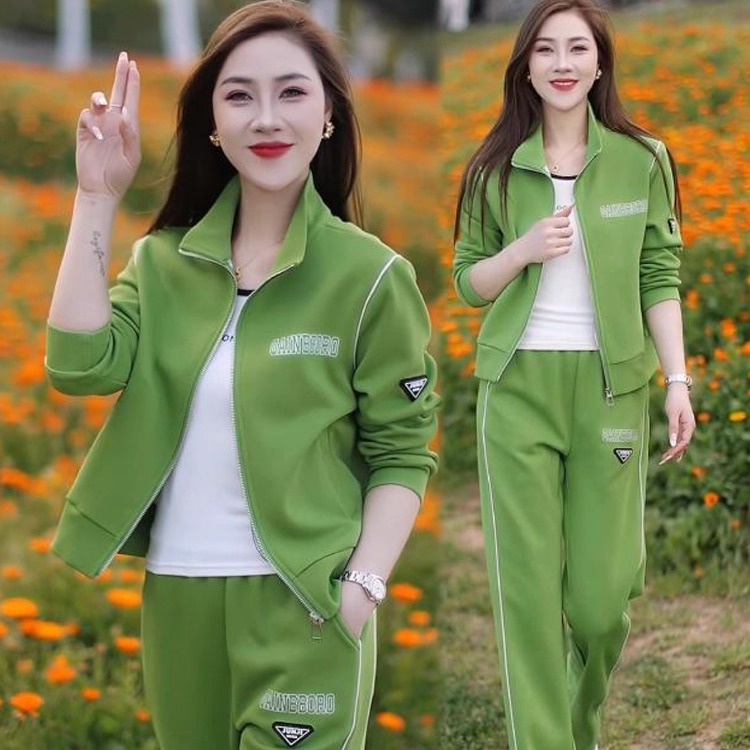 时尚休闲运动套装女2025秋季新款立领拉链卫衣外套阔腿运动裤套装 - 图2