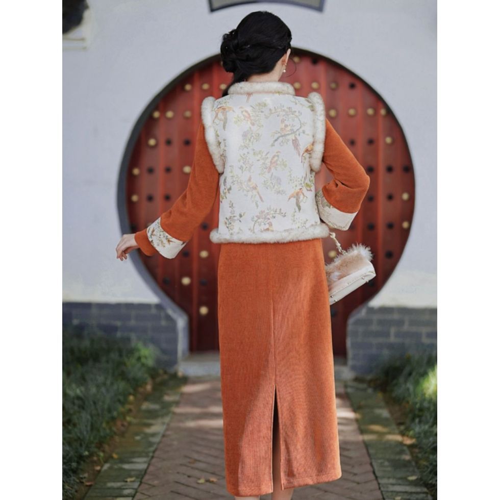 2025秋冬新中式旗袍改良年轻款民国风小个子红色刺绣日常可穿 - 图1