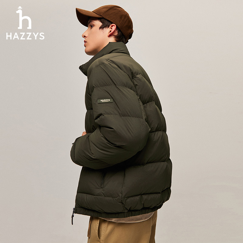 【面包羽绒】Hazzys哈吉斯冬季休闲男士羽绒服保暖通勤立领外套潮