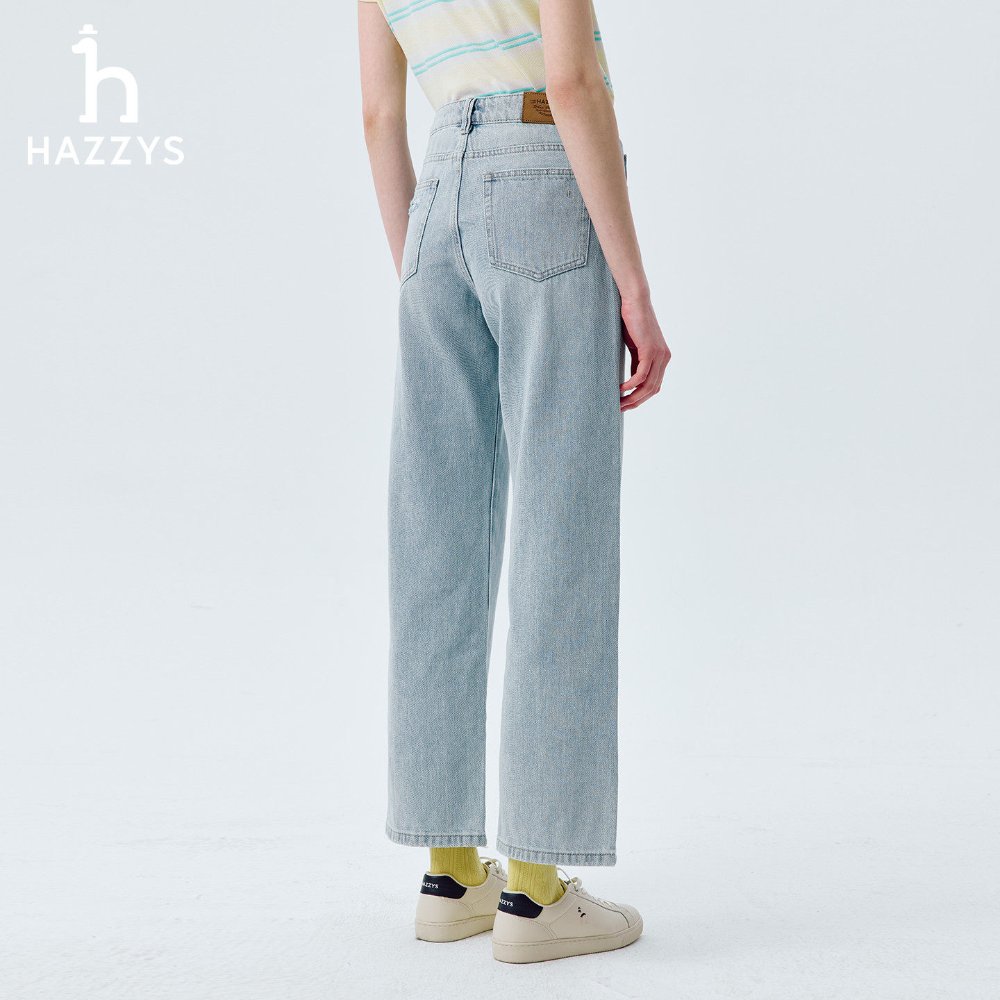 【春夏甄选】Hazzys哈吉斯牛仔裤女破洞休闲通勤直筒裤宽松长裤潮,淘宝优惠券,粉丝福利购,淘宝优惠卷