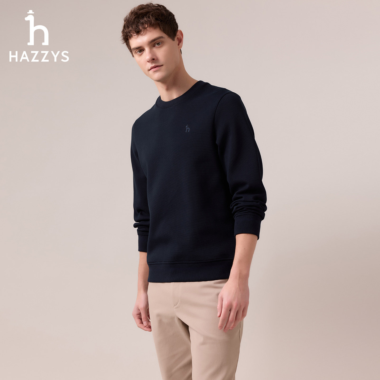 HAZZYS哈吉斯男装圆领卫衣