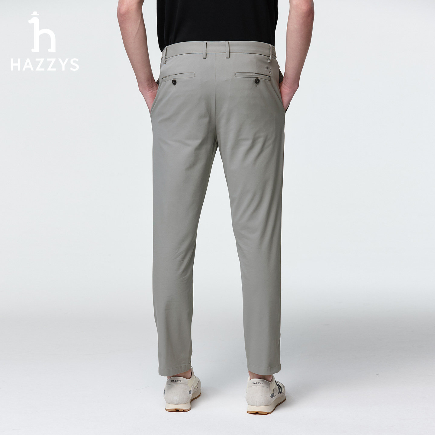 【春夏甄选】Hazzys哈吉斯英伦商务净色春款男装舒适潮流长裤下装,淘宝优惠券,粉丝福利购,淘宝优惠卷