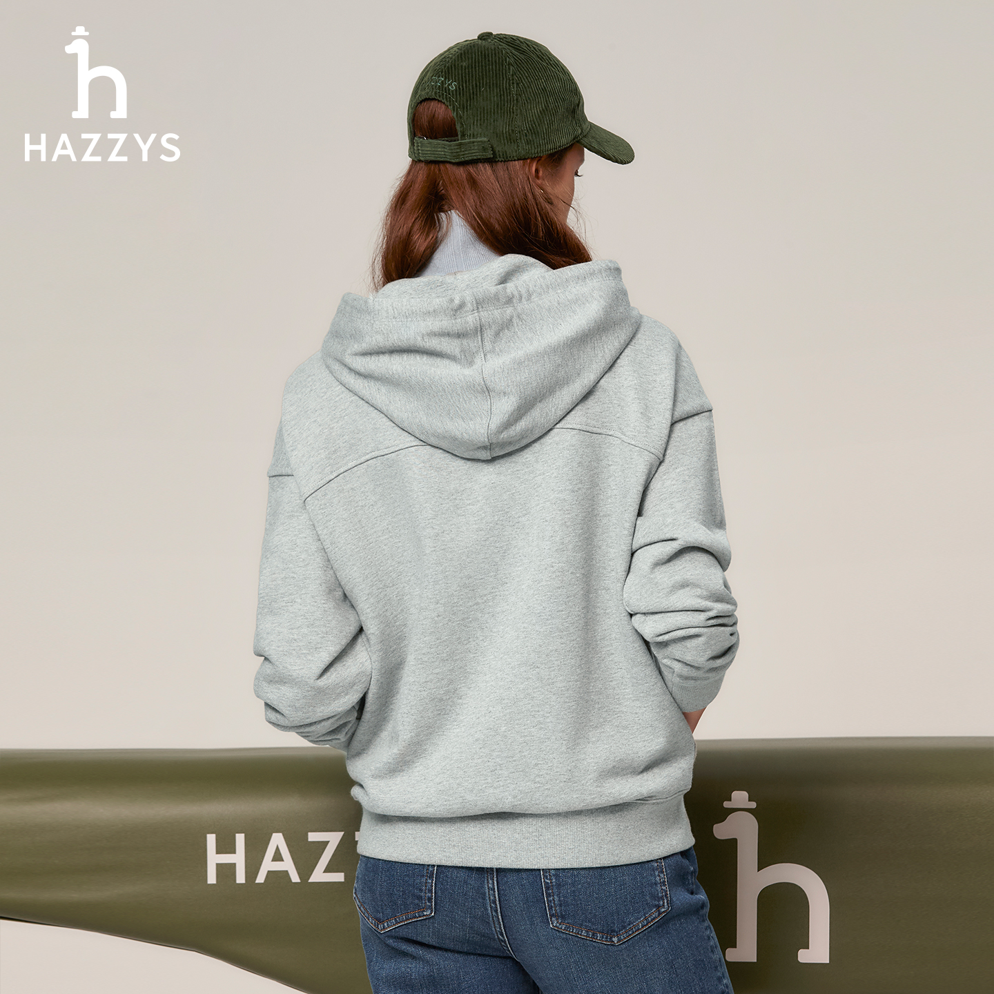 Hazzys哈吉斯休闲宽松时尚连帽卫衣秋季女士长袖T恤字母上衣潮流 - 图2