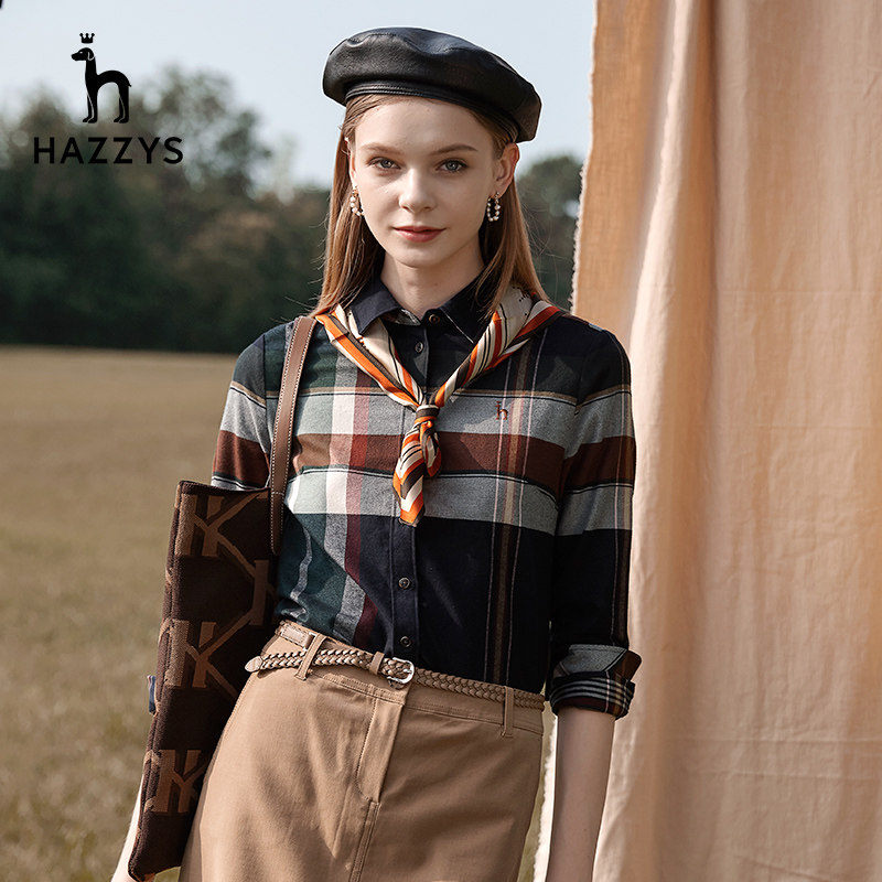 hazzys哈吉斯复古质感格子外套衬衫 hazzys衬衫