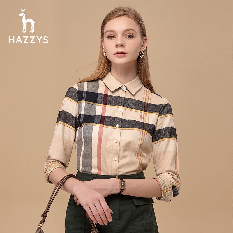 hazzys哈吉斯复古质感格子外套衬衫 hazzys衬衫
