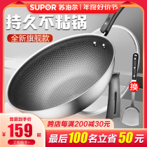 Supoir non-stick pan Home frying pan 304 Stainless Steel Honeycomb non-stick frying pan Induction Cookware Gas Oven Versatile