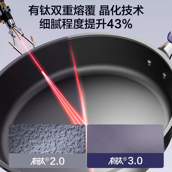 Supor titanium uncoated frying pan household pan non-stick pan steak frying pan omelette artifact stove universal