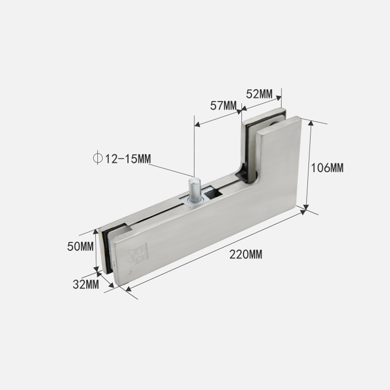 曲夹PFC040德国HUANGKONG无框玻璃门七字夹12-15mm不锈钢铸铝内芯-图0