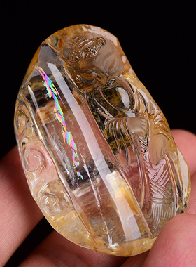 鲍氏水晶男女款九尾狐文昌笔吊坠