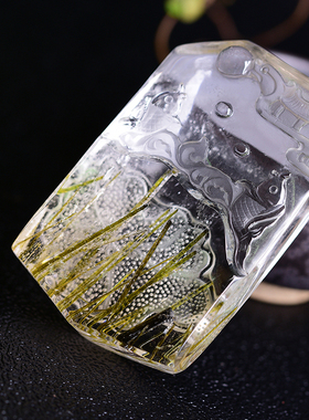 天然水晶雕刻鲤鱼碧玺阶梯