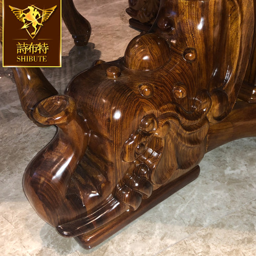 诗布特欧式别墅奢华棋盘麻将桌进口非洲乌金木实木雕花电动麻将机 - 图3
