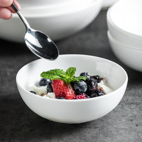 白色骨瓷碗套装组合 中式家用菜碗汤碗面碗沙拉碗米饭碗浅碗餐具 - 图2