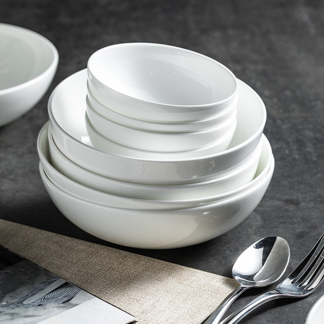 White bone porcelain household dish bowl salad bowl rice bowl shallow bowl