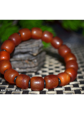 红玛瑙饰品手串手链佛珠老玛瑙桶珠红玉髓本命年手链老珠sy1410