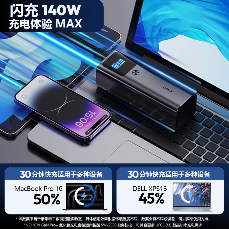 诺希140W笔记本电脑专用充电宝27000毫安超大容量适用华为联想iPad苹果闪充65W大功率双向平板数显可上飞机-图2