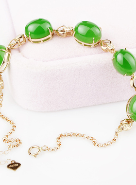 念玉新疆和田玉手链钻石金镶玉