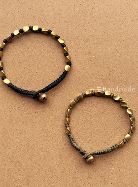 一安手作独特设计手工编绳手链黄铜小方糖手链个性小众手链