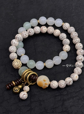 一安手作 星月菩提手串盘串原创设计葫芦吊坠佛珠手串高级感双圈