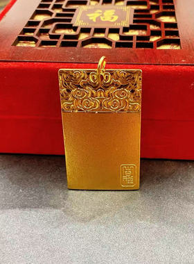 越南沙金吊坠男999祥云吉祥无事牌镀金项坠久不掉色金色仿真链坠