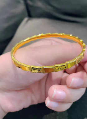 金色碎碎冰龙鳞爆闪蛇形手镯女久不掉色越南沙金贪吃蛇手镯送女友
