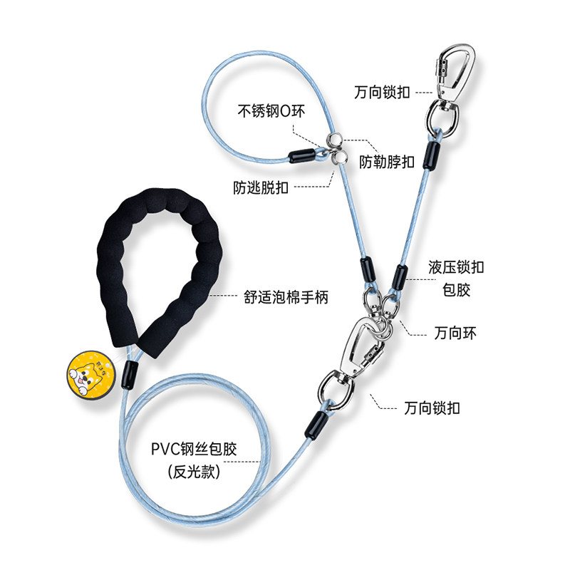 反光猫咪牵引绳一拖二双头猫绳遛猫绳p绳p链防挣脱外出专用牵猫绳,淘宝优惠券,粉丝福利购,淘宝优惠卷