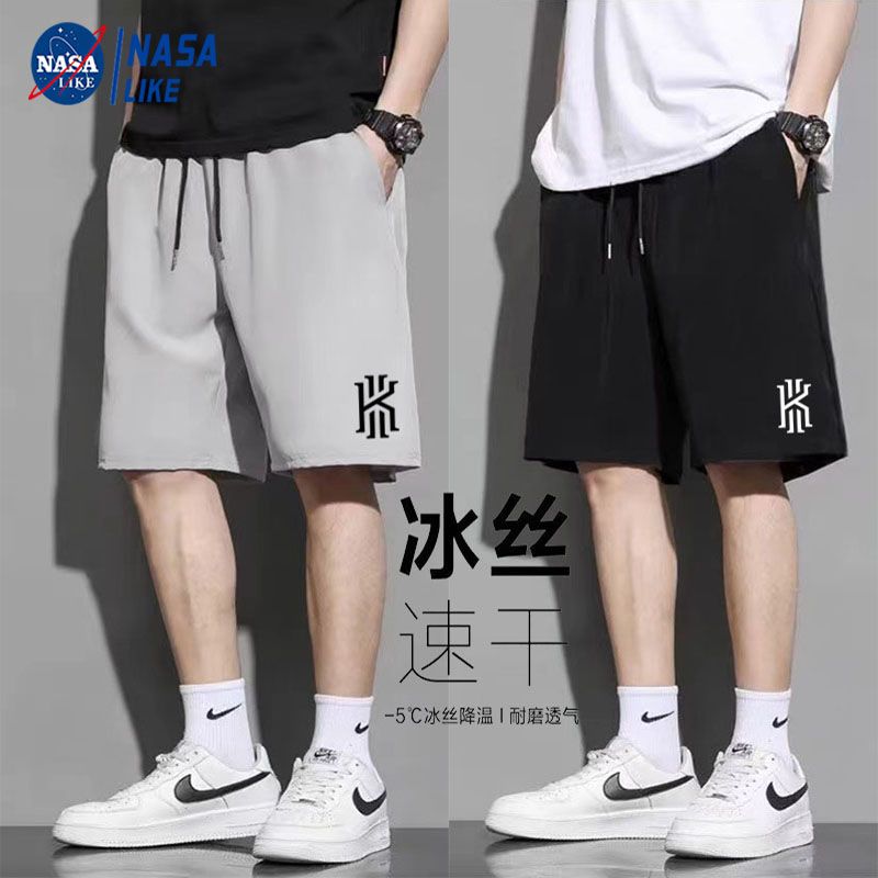 NASA夏季篮球运动短裤男宽松百搭薄款冰丝速干裤子男士潮牌五分裤 - 图0