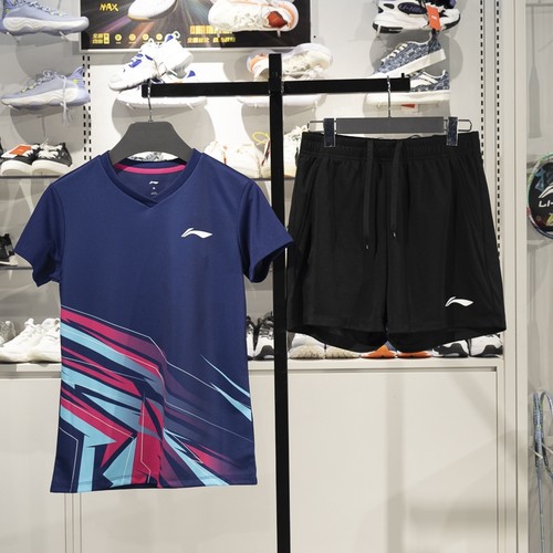 李宁羽毛球服比赛套装2025新款女子速干透气训练短袖短裤AATV013 - 图2