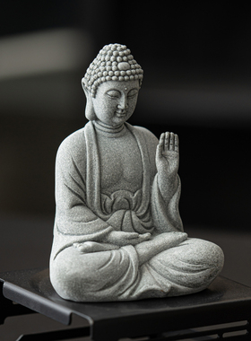 清仓青砂石禅意佛像摆件微景观鱼缸造景嘉善盆景客厅茶桌石头坐佛