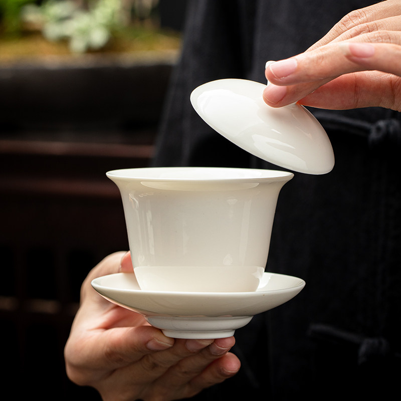 羊脂玉功夫茶具套装家用客厅中式泡茶办公室会客德化白瓷盖碗茶杯,淘宝优惠券,粉丝福利购,淘宝优惠卷