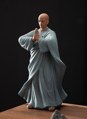 晨翔创意小和尚摆件禅意陶瓷人物