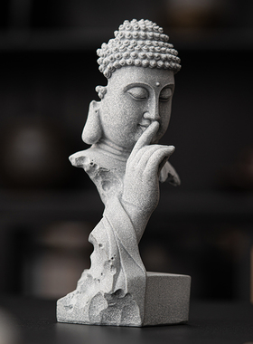 晨翔中式释迦牟尼佛像摆件青砂石