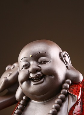 晨翔 陶瓷弥勒佛像摆件大度笑佛招财家居客厅装饰玄关办公室摆设