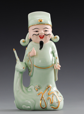 晨翔陶瓷福禄寿三星摆件财神爷