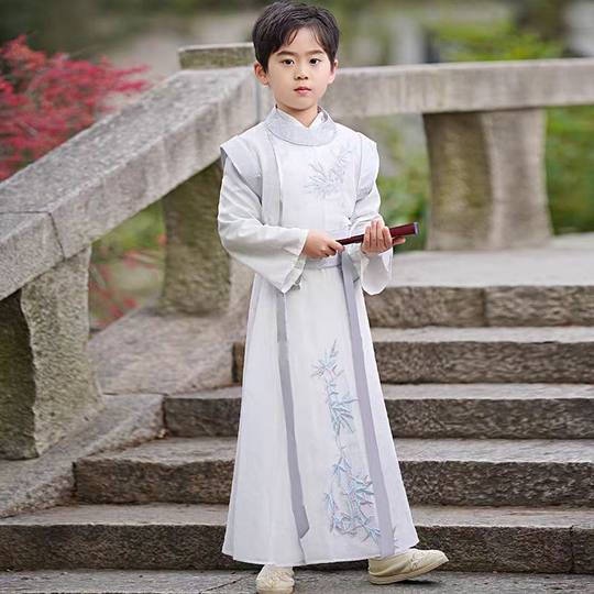 男童汉服春秋唐装唐朝李白服装圆领袍儿童古装书生国学古诗演出服