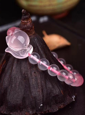 天然粉水晶莫桑比克狐仙手链