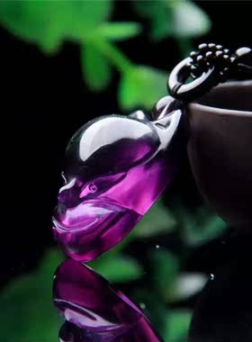 天然紫水晶萌狐吊坠项链