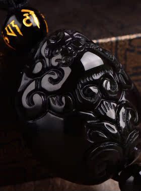 天然有求必应项链黑曜石貔貅吊坠