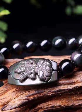 彩虹眼黑曜石虚空藏菩萨属虎手链