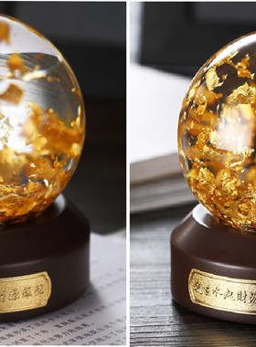 金箔风水球水晶球港珠澳大桥摆件