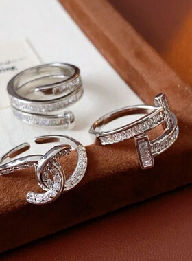 达令 字母开口戒指 钛钢不掉色情侣对戒 女士高级感时尚精致指环