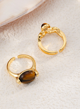 达令 美拉德虎眼石开口戒指 复古高级感装饰食指戒 小众设计指环