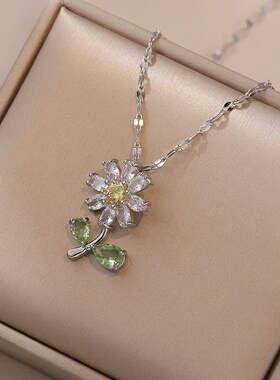 达令  满钻花朵项链多款 萌妹子甜美气质钛钢毛衣链 吊坠锁骨链