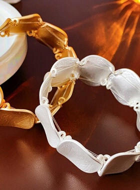 达令 圆形拼接金属手链 冷淡风不掉色手环  金银色简约手镯 手饰