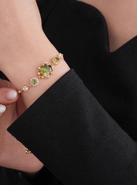 达令 镶钻椭圆蝴蝶手链 轻奢宫廷风可调节手环 时尚百搭手串 首饰