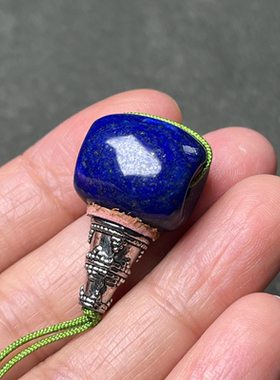 原矿天然青金石大三通配件文玩佛珠手串隔珠星月金刚佛头饰品套装