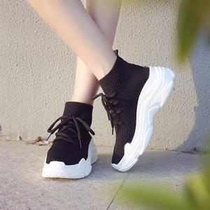 厚底高帮内增高弹力袜子鞋