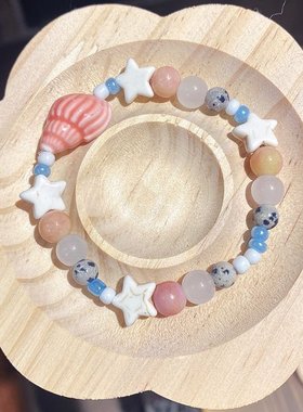 度假风海螺星星陶瓷串珠手链女轻奢小众精致手串高颜值学生党手饰