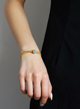 新中式绿松石车轮手链女小众轻奢