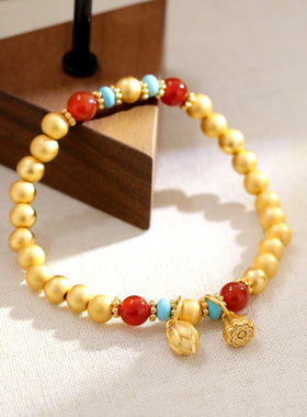 新中式民族风沙金色玛瑙手链
