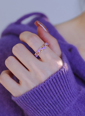 法式复古紫色滴油食指戒女士